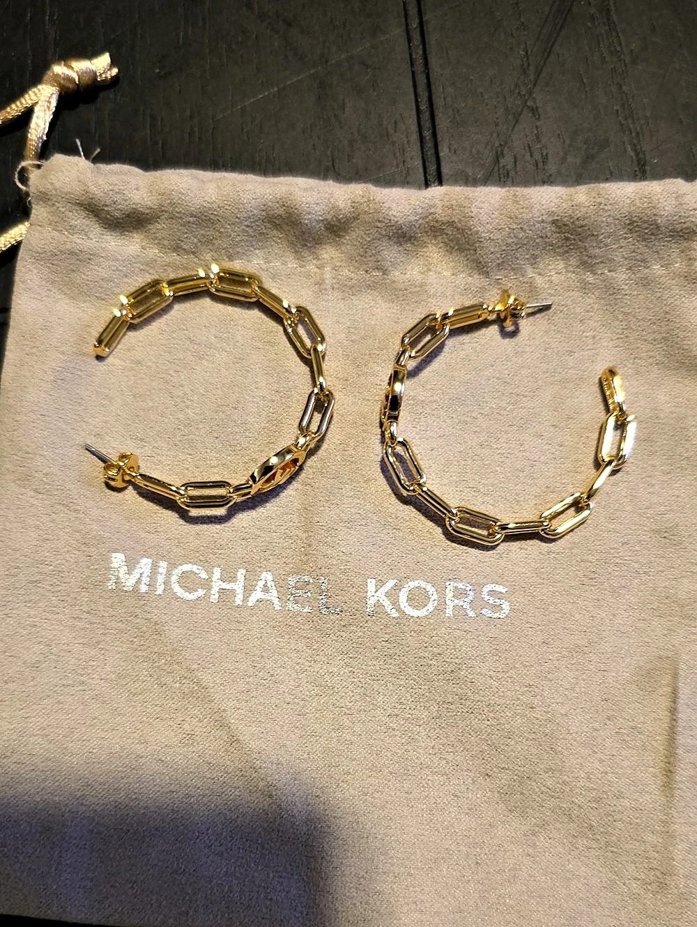 Michael Kors Gold-Tone Link Earring Set With MK Logo